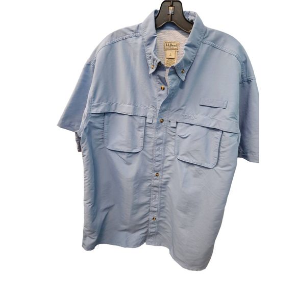 L.L. Bean Blue Performance Vented Fishing Shirt size Large - Picture 3 of 10
